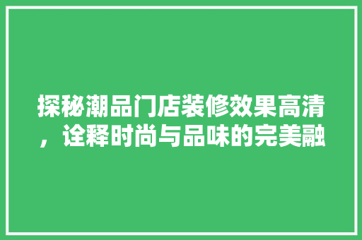 探秘潮品门店装修效果高清，诠释时尚与品味的完美融合