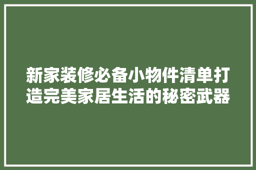 新家装修必备小物件清单打造完美家居生活的秘密武器