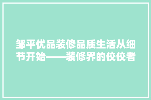 邹平优品装修品质生活从细节开始——装修界的佼佼者