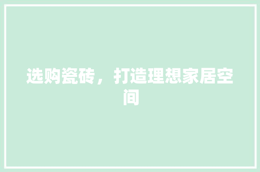 选购瓷砖，打造理想家居空间