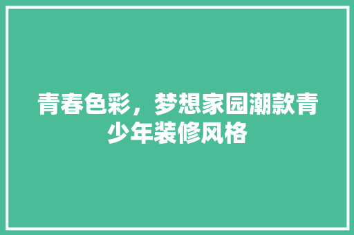 青春色彩，梦想家园潮款青少年装修风格