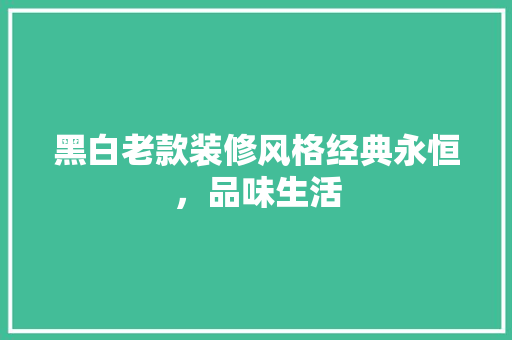 黑白老款装修风格经典永恒，品味生活