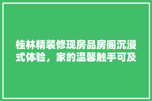 桂林精装修现房品房阁沉浸式体验，家的温馨触手可及