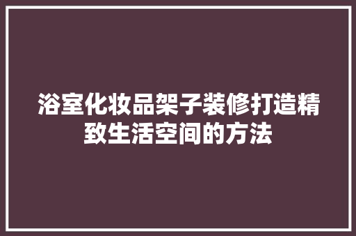 浴室化妆品架子装修打造精致生活空间的方法