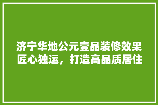 济宁华地公元壹品装修效果匠心独运，打造高品质居住空间