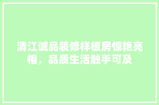 清江诚品装修样板房惊艳亮相，品质生活触手可及