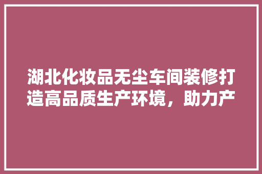 湖北化妆品无尘车间装修打造高品质生产环境，助力产业发展