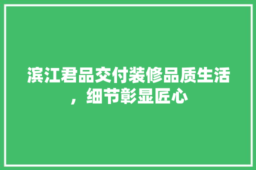 滨江君品交付装修品质生活，细节彰显匠心