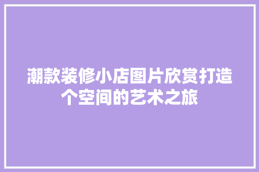 潮款装修小店图片欣赏打造个空间的艺术之旅