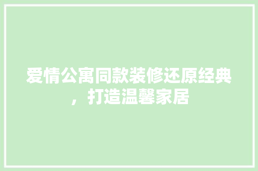 爱情公寓同款装修还原经典，打造温馨家居