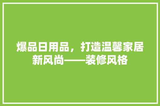 爆品日用品，打造温馨家居新风尚——装修风格