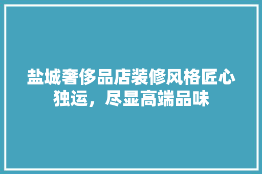 盐城奢侈品店装修风格匠心独运，尽显高端品味