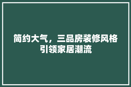 简约大气，三品房装修风格引领家居潮流