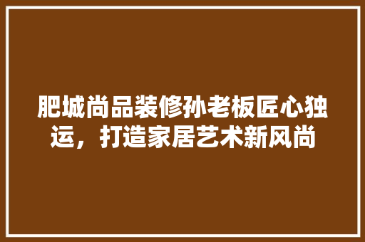 肥城尚品装修孙老板匠心独运，打造家居艺术新风尚