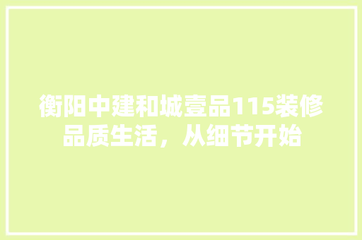 衡阳中建和城壹品115装修品质生活，从细节开始