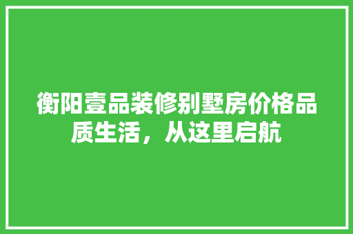 衡阳壹品装修别墅房价格品质生活，从这里启航