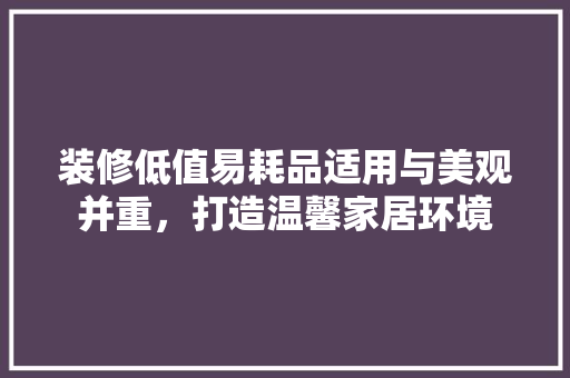 装修低值易耗品适用与美观并重，打造温馨家居环境