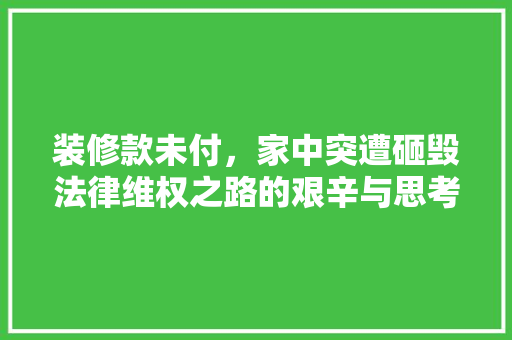 装修款未付，家中突遭砸毁法律维权之路的艰辛与思考