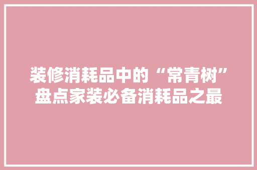 装修消耗品中的“常青树”盘点家装必备消耗品之最