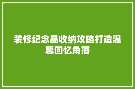 装修纪念品收纳攻略打造温馨回忆角落