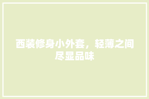 西装修身小外套，轻薄之间尽显品味