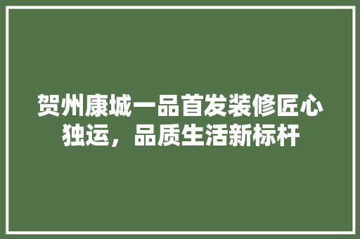 贺州康城一品首发装修匠心独运，品质生活新标杆