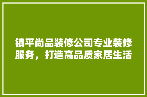 镇平尚品装修公司专业装修服务，打造高品质家居生活