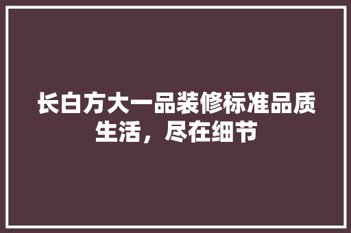 长白方大一品装修标准品质生活，尽在细节