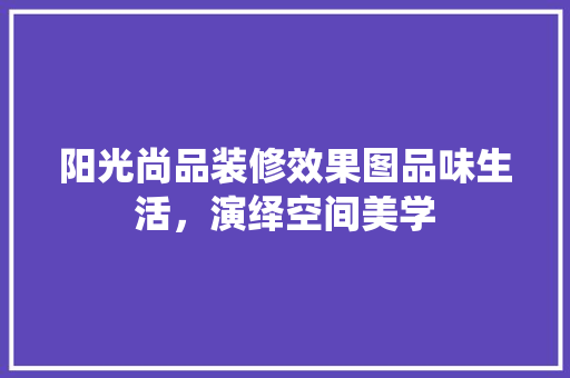 阳光尚品装修效果图品味生活，演绎空间美学