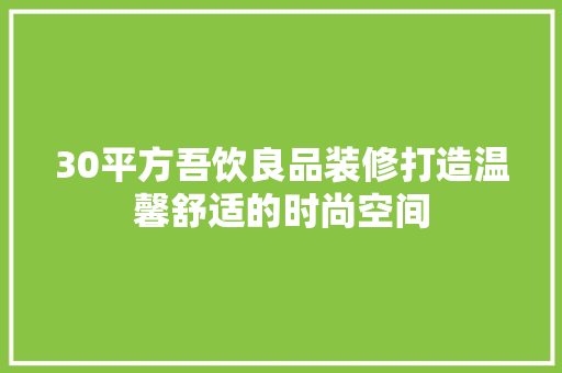 30平方吾饮良品装修打造温馨舒适的时尚空间