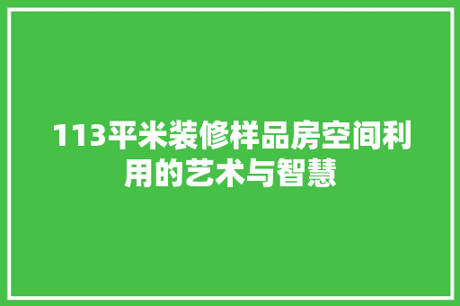 113平米装修样品房空间利用的艺术与智慧