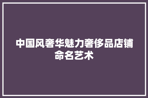 中国风奢华魅力奢侈品店铺命名艺术