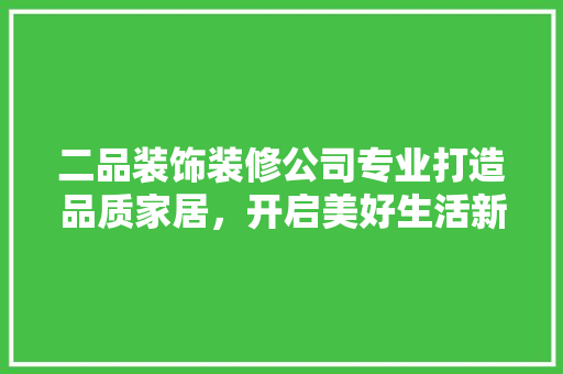 二品装饰装修公司专业打造品质家居，开启美好生活新篇章
