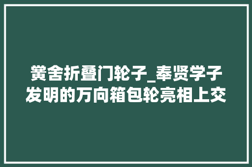 黉舍折叠门轮子_奉贤学子发明的万向箱包轮亮相上交会设计产品已在天猫有售