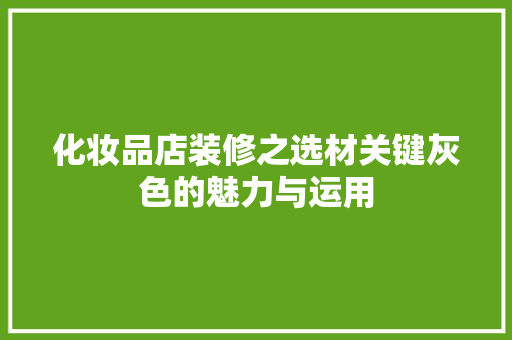 化妆品店装修之选材关键灰色的魅力与运用