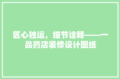 匠心独运，细节诠释——一品药店装修设计图纸