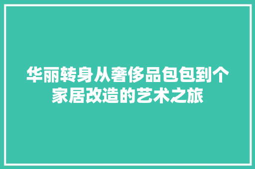 华丽转身从奢侈品包包到个家居改造的艺术之旅