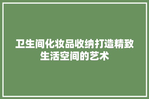 卫生间化妆品收纳打造精致生活空间的艺术