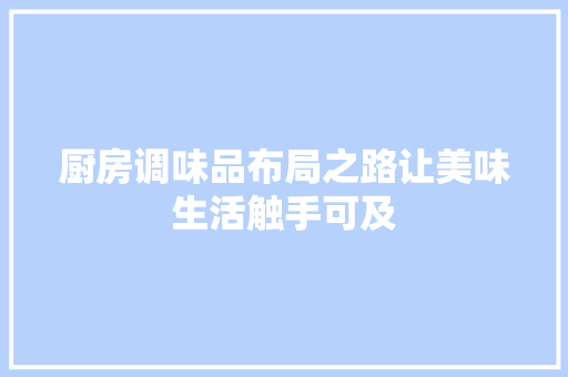 厨房调味品布局之路让美味生活触手可及