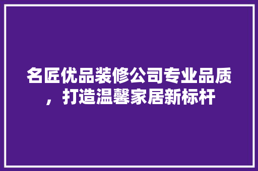名匠优品装修公司专业品质，打造温馨家居新标杆