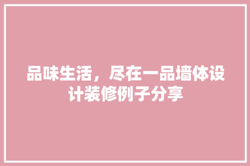 品味生活，尽在一品墙体设计装修例子分享