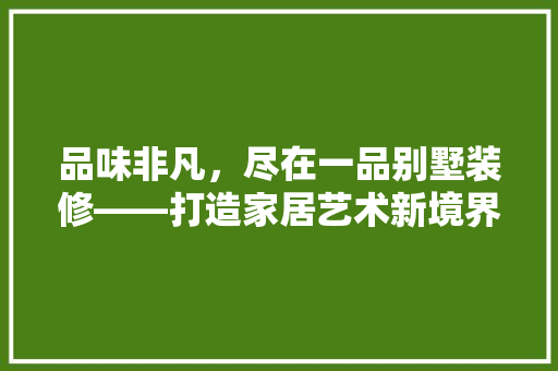 品味非凡，尽在一品别墅装修——打造家居艺术新境界