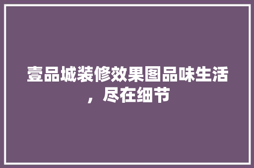 壹品城装修效果图品味生活，尽在细节