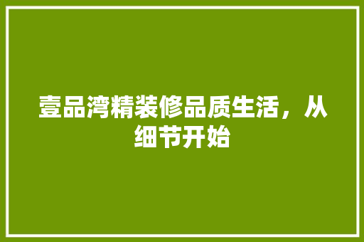 壹品湾精装修品质生活，从细节开始