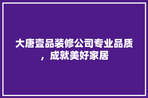 大唐壹品装修公司专业品质，成就美好家居