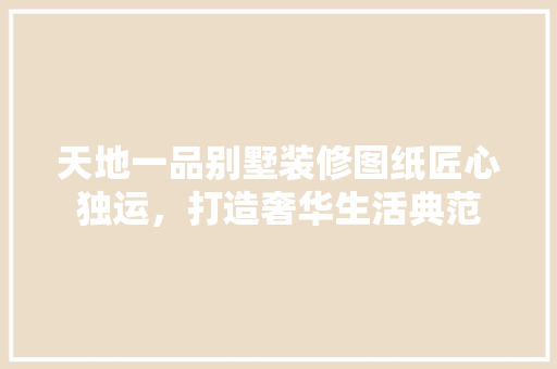 天地一品别墅装修图纸匠心独运，打造奢华生活典范