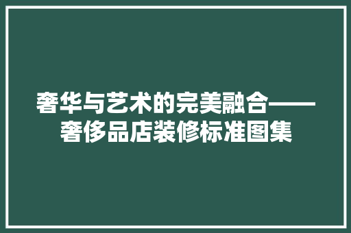 奢华与艺术的完美融合——奢侈品店装修标准图集