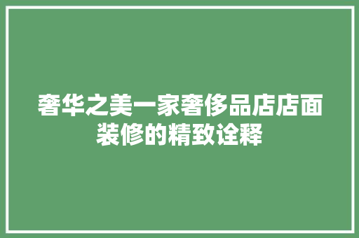 奢华之美一家奢侈品店店面装修的精致诠释