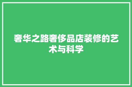 奢华之路奢侈品店装修的艺术与科学