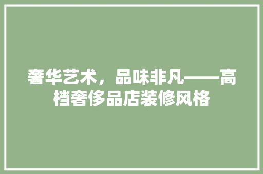 奢华艺术，品味非凡——高档奢侈品店装修风格